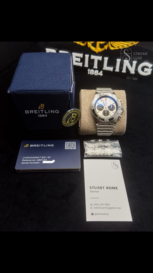 Breitling Chronomat b01 42 ab0134 Silver Dial Steel Full Set w/ Active Warranty - Image 3