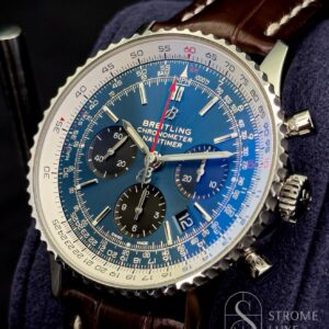 Breitling Navitimer 43mm B01 Black Eye Blue Dial AB0121 B&P SERVICED w/warranty!