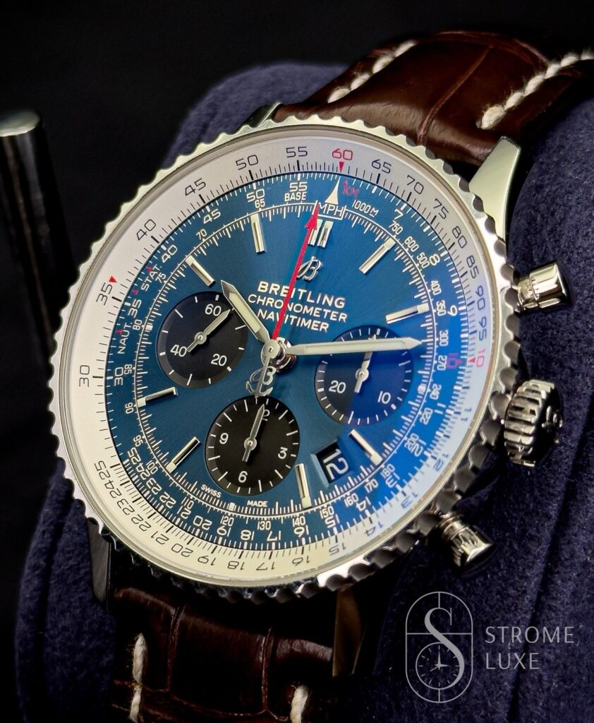 Breitling Navitimer 43mm B01 Black Eye Blue Dial AB0121 B&P SERVICED w/warranty!