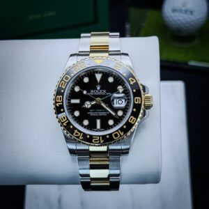 Rolex GMT Master II Two Tone Yellow Gold Oyster Green-Arrow 116713LN serviced