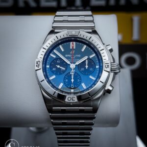 Breitling Chronomat b01 42 Chrono Blue Dial Box & Digital NFT Serviced AB0134